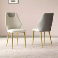 Zeus & Ruta Set of 2 Dining Chairs with High-Quality PU Leather Seats, Gold-Plated Carbon Steel Legs & Ergonomic Backrests