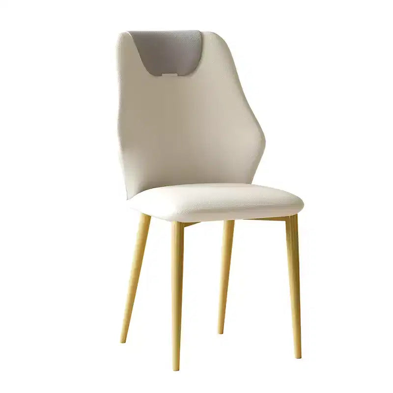 2 chaises de salle à manger avec assise en cuir PU de haute qualité, pieds en acier au carbone plaqué or et dossier ergonomique