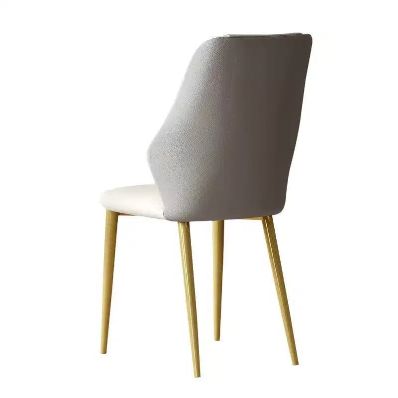 2 chaises de salle à manger avec assise en cuir PU de haute qualité, pieds en acier au carbone plaqué or et dossier ergonomique
