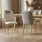 2 chaises de salle à manger avec assise en cuir PU de haute qualité, pieds en acier au carbone plaqué or et dossier ergonomique