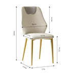 2 chaises de salle à manger avec assise en cuir PU de haute qualité, pieds en acier au carbone plaqué or et dossier ergonomique