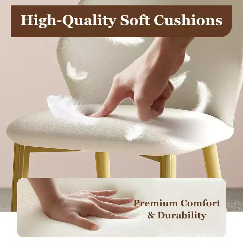 2 chaises de salle à manger avec assise en cuir PU de haute qualité, pieds en acier au carbone plaqué or et dossier ergonomique