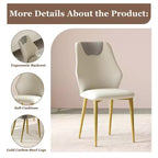2 chaises de salle à manger avec assise en cuir PU de haute qualité, pieds en acier au carbone plaqué or et dossier ergonomique