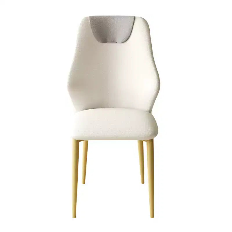 2 chaises de salle à manger avec assise en cuir PU de haute qualité, pieds en acier au carbone plaqué or et dossier ergonomique