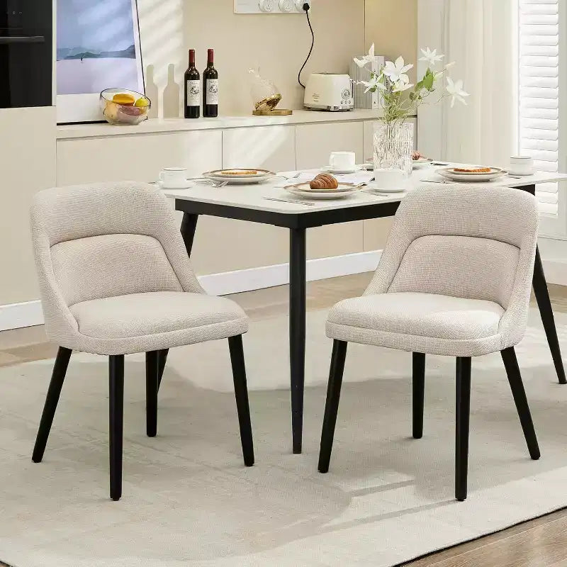 2-Piece Set Metal Dining Chairs, Farmhouse Style Restaurant Chairs with Woven Mesh Backrest and Sturdy Metal Frame, Suitable for Kitchen