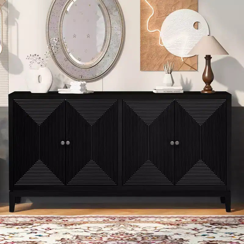 Meuble de rangement/unité de salle à manger élégant de 151,9 cm au design vertical, adapté aux bureaux, entrées et salons.