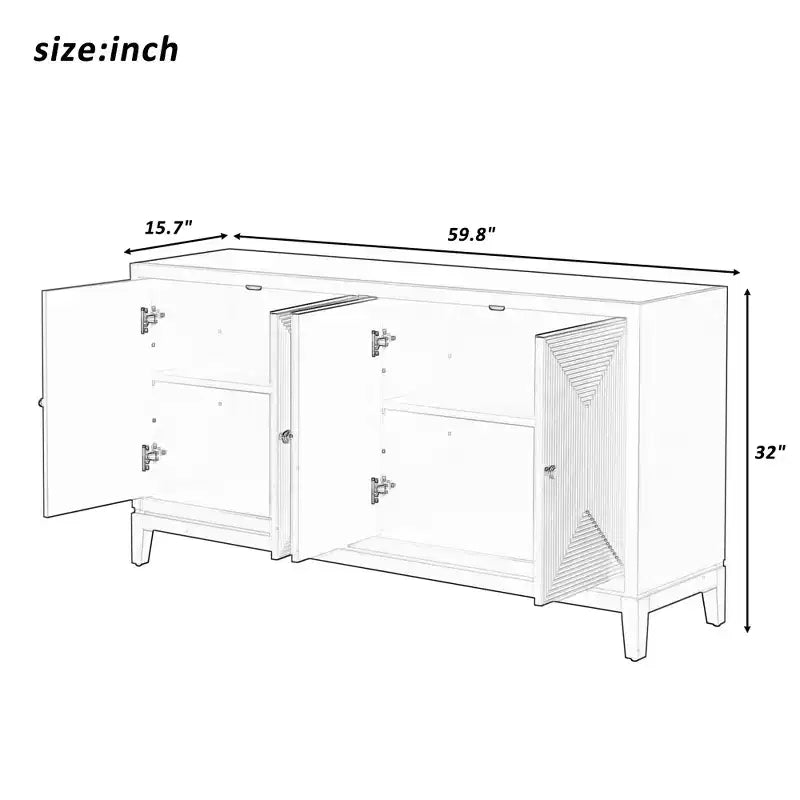 Meuble de rangement/unité de salle à manger élégant de 151,9 cm au design vertical, adapté aux bureaux, entrées et salons.